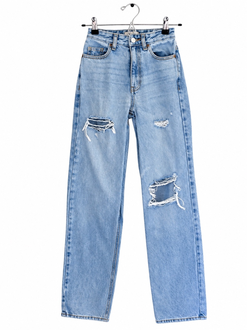 PacSun Light Blue Distressed Straight Leg Jeans